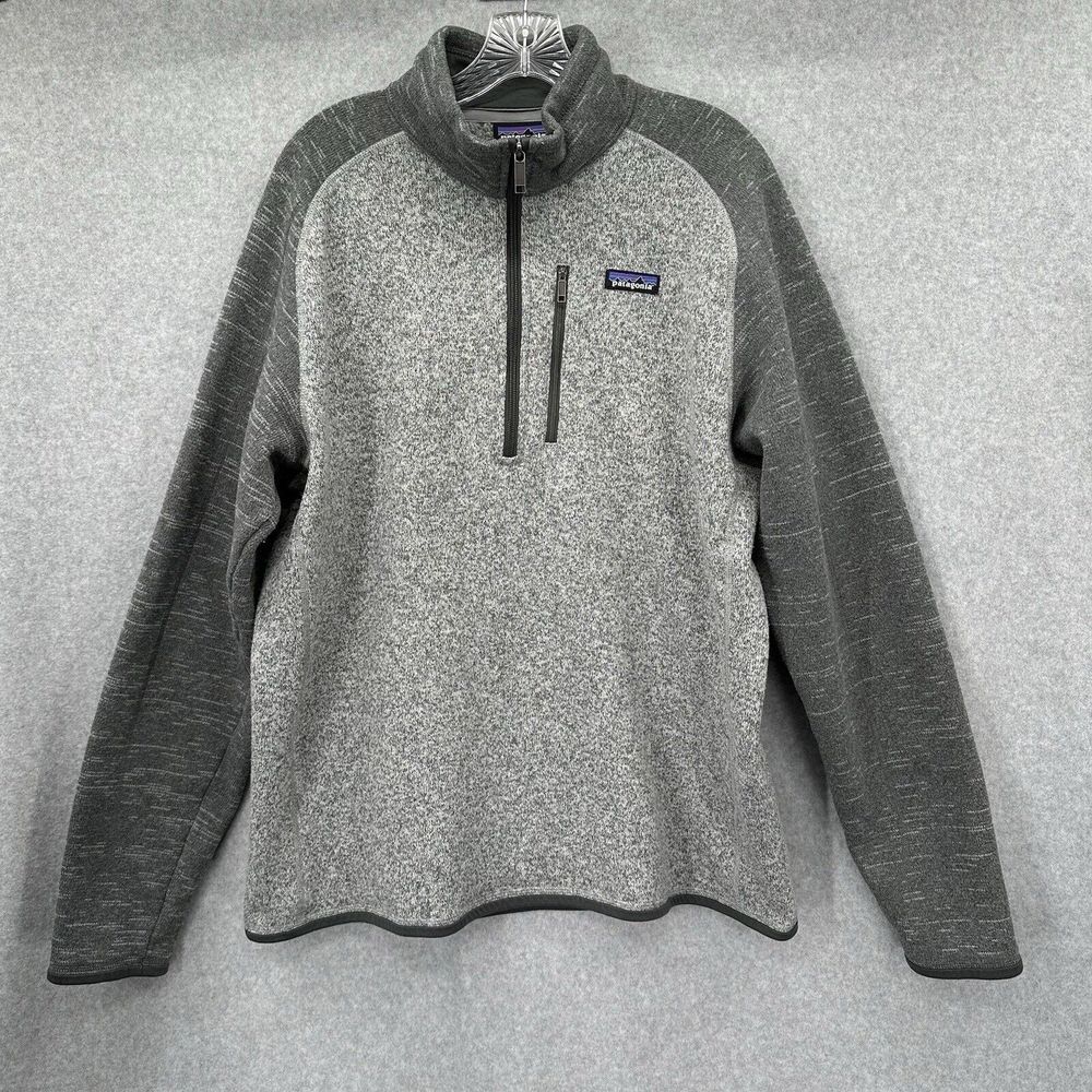 Patagonia Mens Better Sweater 1/4 Zip Fleece Pullover Gray Two Tone Size XL